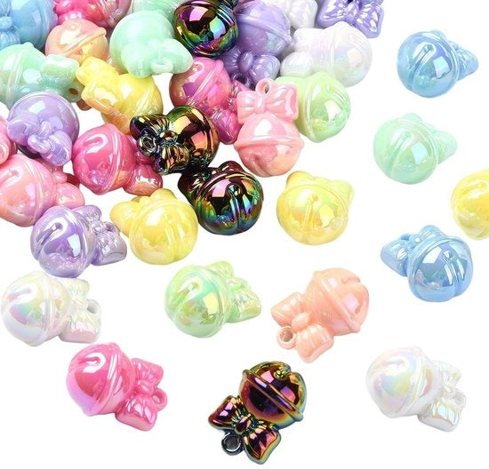 Pacchetto di Charms di Ricompensa 50 Pezzi - Campanelle di Vetro Acrilico - Creazione di Gioielli - Catene DIY - Orecchini - Leggero e Sostenibile