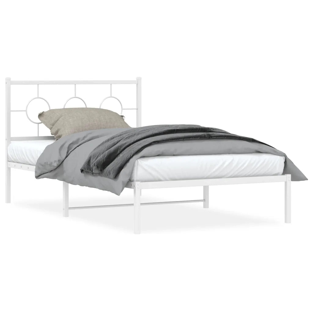 Giroletto con Testiera e Pediera-Struttura Letto Metallo Bianco 107x203 cm 936771