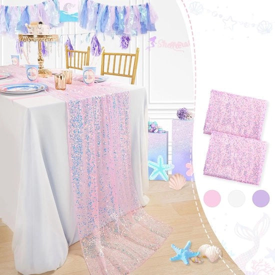 Tavolo da pranzo rosso 2 pezzi 63 x 300 cm tavolo da pranzo con decorazione per zeemeermin pailletten Adatto per decorazioni di festa, compleanni, matrimoni, Natale, decorazioni scolastiche