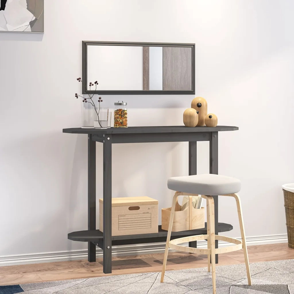 Tavolo Consolle Grigio 110x40x80 cm in Legno Massello di Pino cod mxl 19861