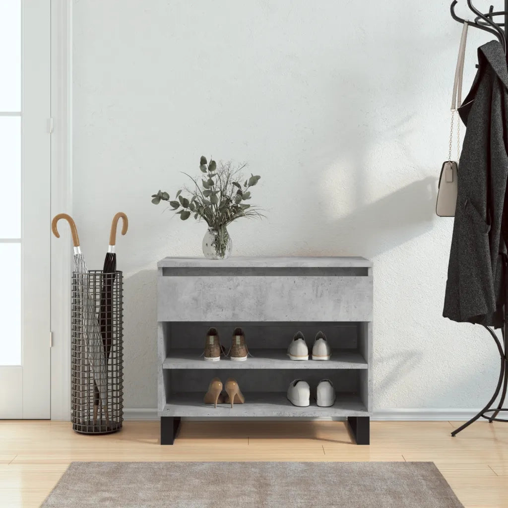 Scarpiera-Scaffale per scarpe Grigio Cemento 70x36x60 cm in Legno Multistrato 354662