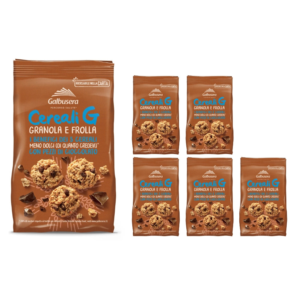 Galbusera cereali g granola e frolla 5 cereali con cioccolato 6 pezzi da 300 gr