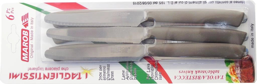 Set 6 Coltelli da tavola Lama Seghettata in acciaio tortora Marietti
