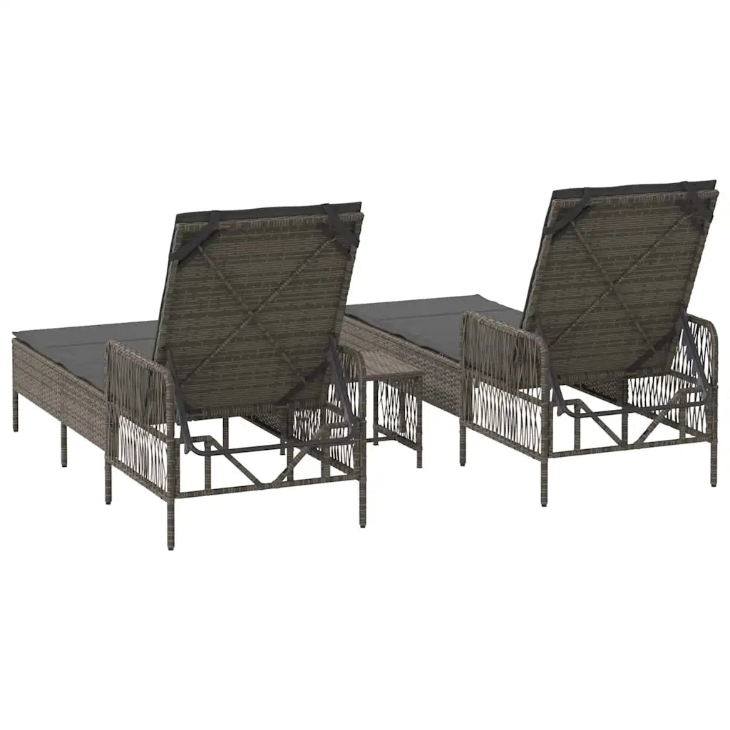 Lettino da sole 3 pcs Grigio e Grigio Scuro 55 x 200 x 92 cm 365434