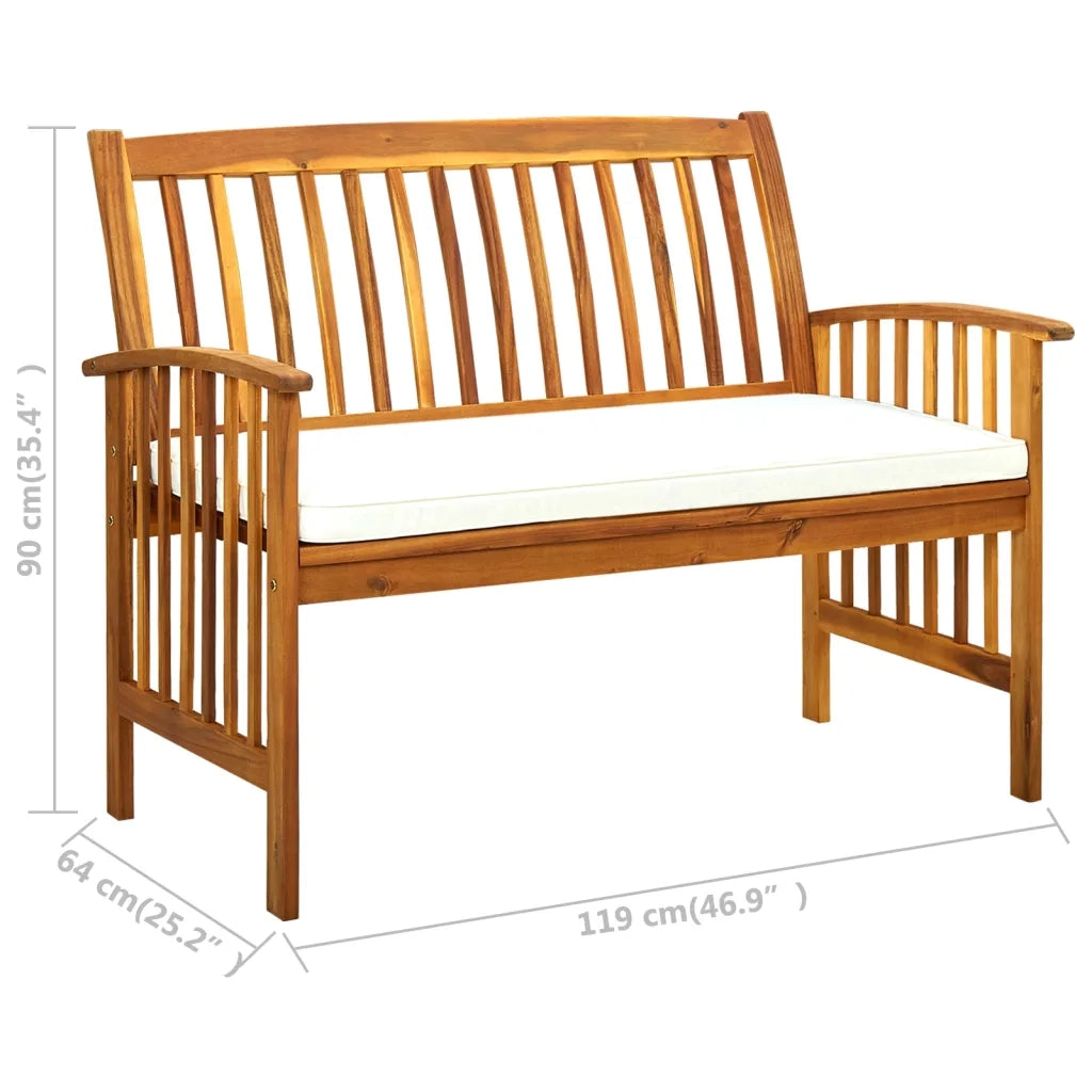 Panchina da Giardino | Panca da Giardino con Cuscino 119 cm Legno Massello d'Acacia