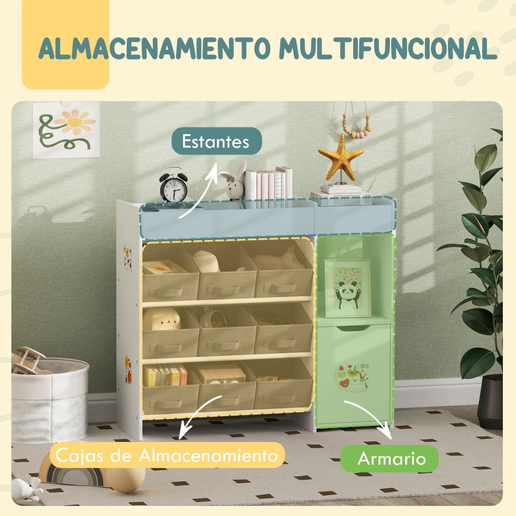 Organizer porta giocattoli con 9 cassetti estraibili ¨C Xylo ¨C Bianco 92x30x80 cm
