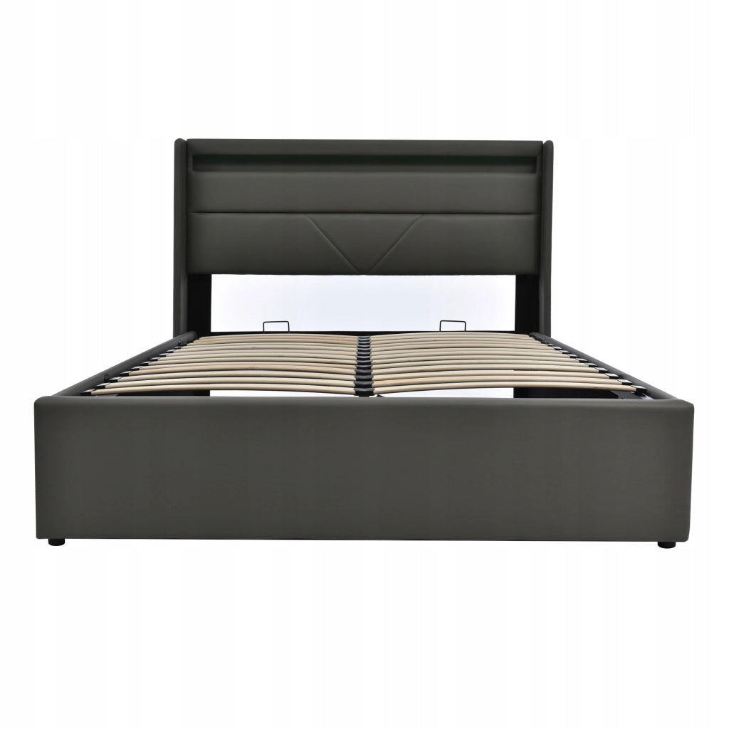 Letto matrimoniale 160x200 - Xylo - Grigio con LED e materasso incluso