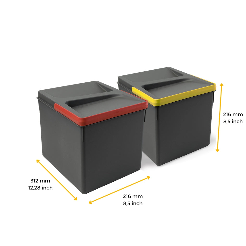 Emuca Contenitori per cassetti da cucina Recycle, Altezza 216, 2x12, Plastica grigio antracite, Tecnoplastica, 1 u.