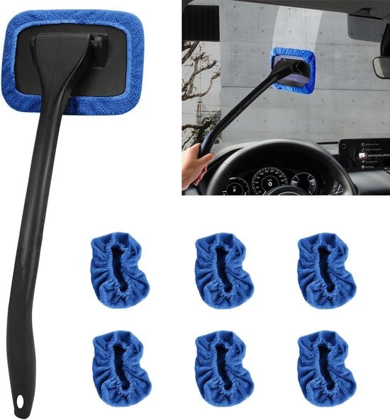Kit di pulizia vetrata - 6x microfascette in totale - kit di pulizia vetrata - Pulitore vetrata - Pulitore vetrata auto - Pulitore vetrata auto interno - Per parabrezza e vetri - blu