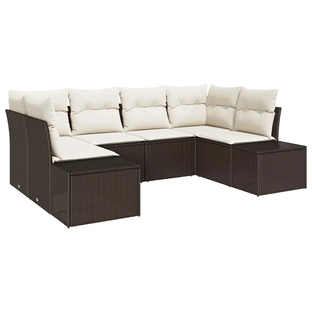 Set Divano da Giardino con cuscino 6 pcs Marrone polyrattan 3347198