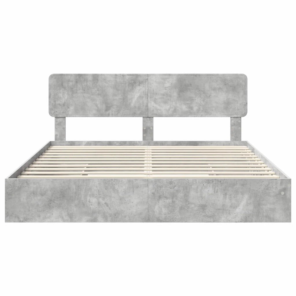 Letto con Contenitore con testiera Grigio cemento 180 x 200 cm 3412251
