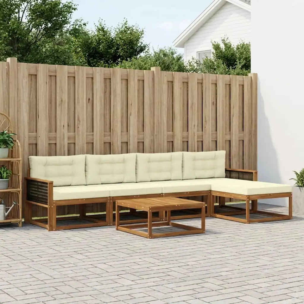 Set di divani da esterno con cuscino 6 pcs Naturale e Crema