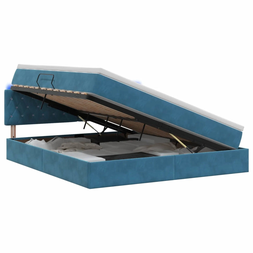 Letto con contenitore LED e materasso Blu Scuro 180 x 200 cm 3459208