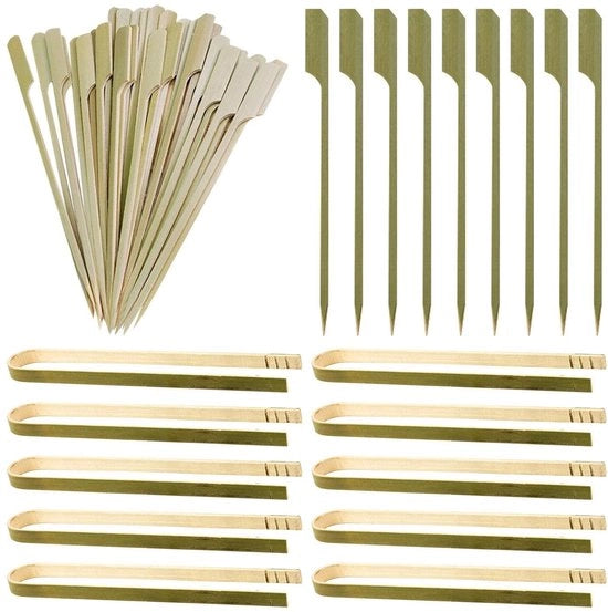 Set di 100 Spiedini e 10 Clip per Tartine per Finger Food e Buffet