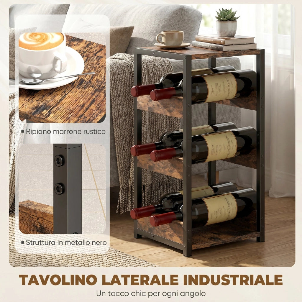 Tavolino ¨C zephmum ¨C marrone rustico, nero, piedini regolabili