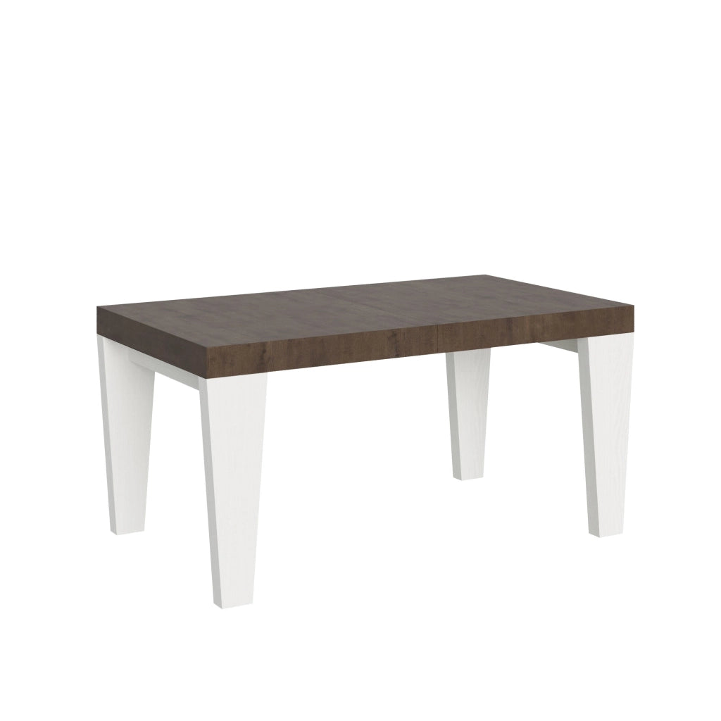 Tavolo Allungabile 160/264x90x77 cm Spimbo Mix  piano Noce gambe Bianco Frassino