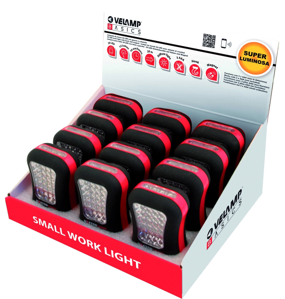 TORCIA DA LAVORO DL101 CON GANCIO E CALAMITA 24+4 LED 12.00 pz