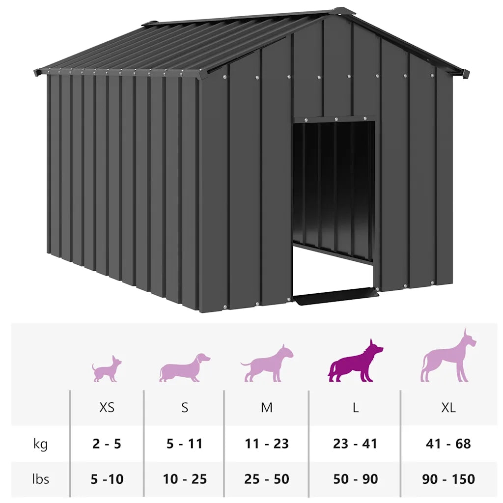 vidaXL Casetta per Cani con Tetto 113x153x101 cm Acciaio Zincato