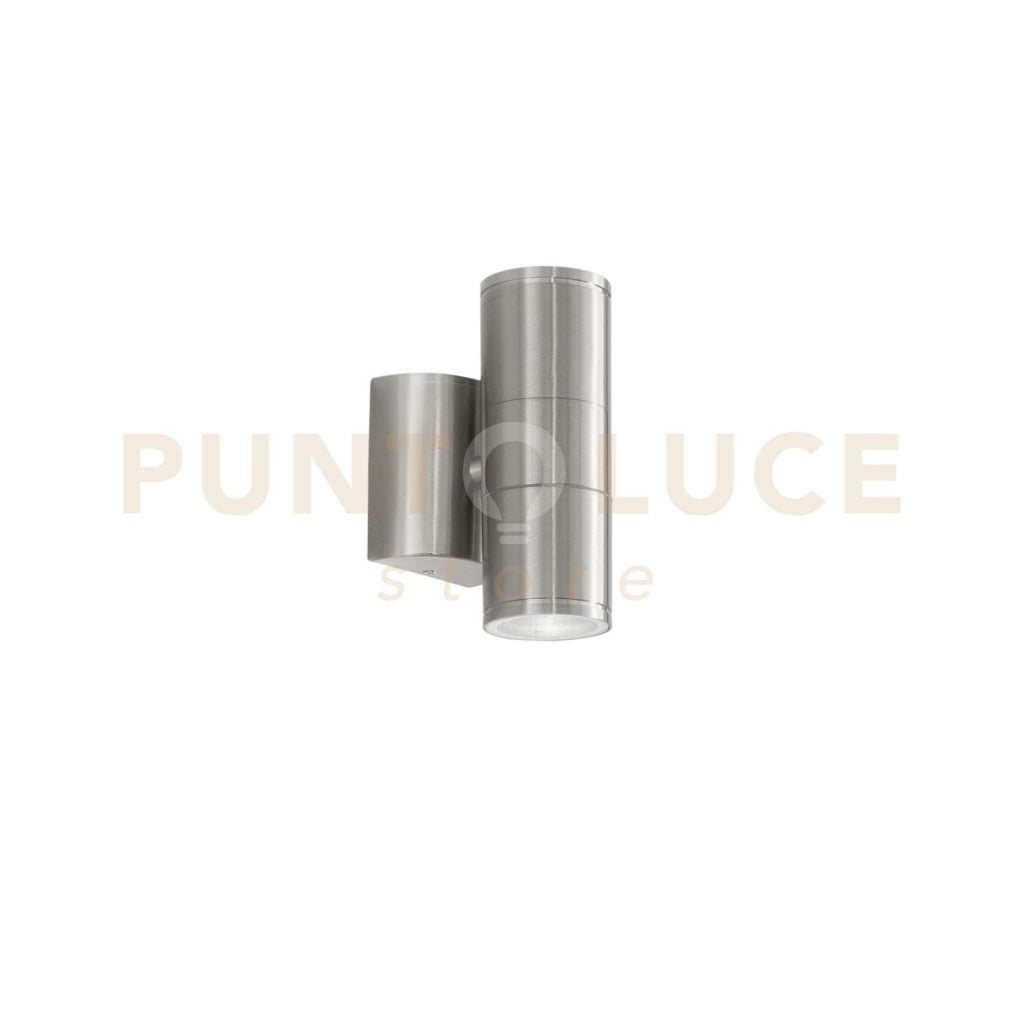 APPLIQUE BIEMISSIONE JUMP ACCIAIO 2 LUCI ATTACCO GU10 IP44 6X11X16CM