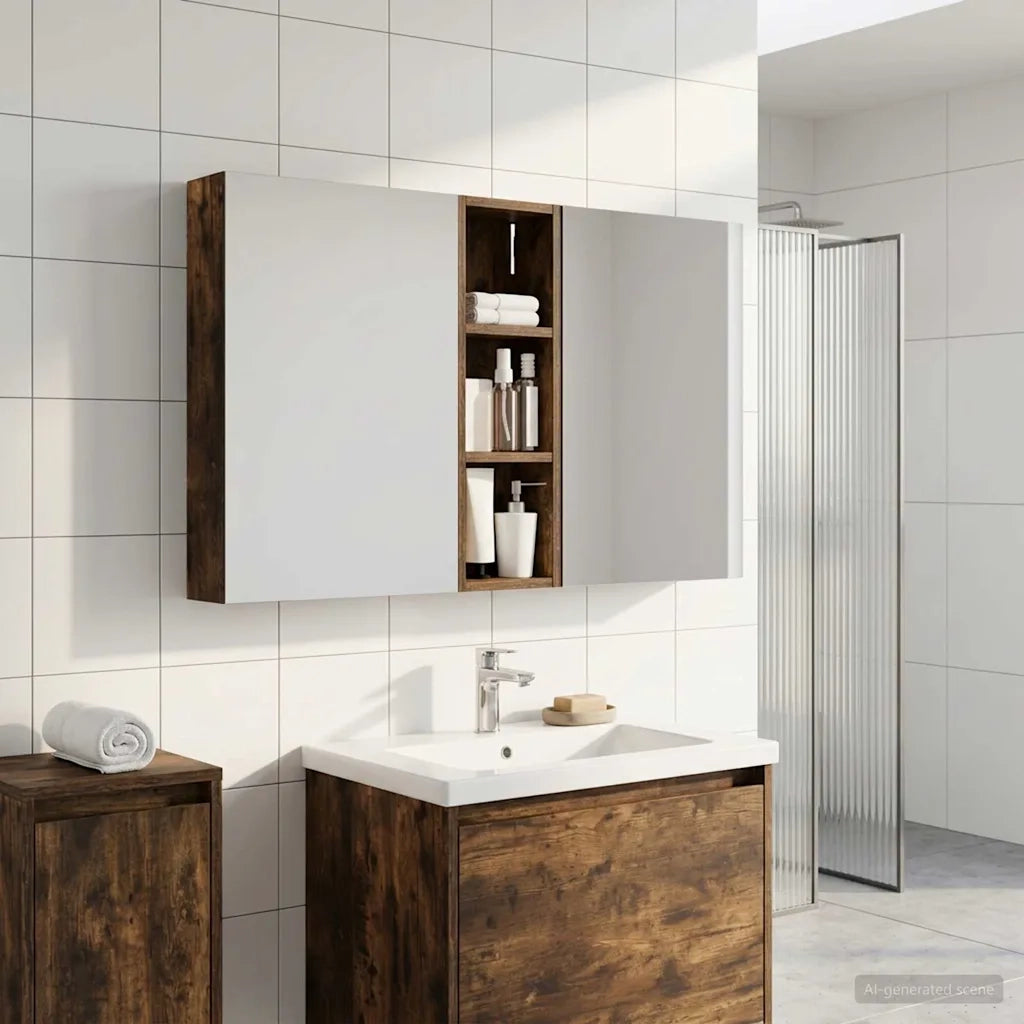 Set di Armadi da Bagno con porta 3 pcs 100 x 10,5 x 60,5 cm 3403700