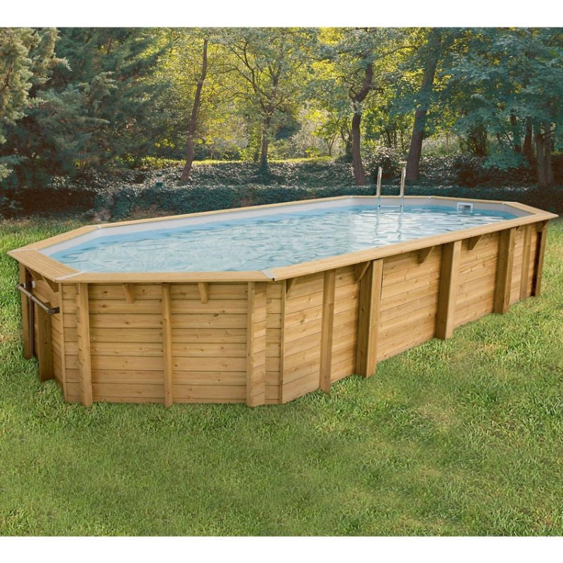 Piscina In Legno Ottagonale Northwood 860 - 8,60 X 4,70 H1,30 M - Liner Grey