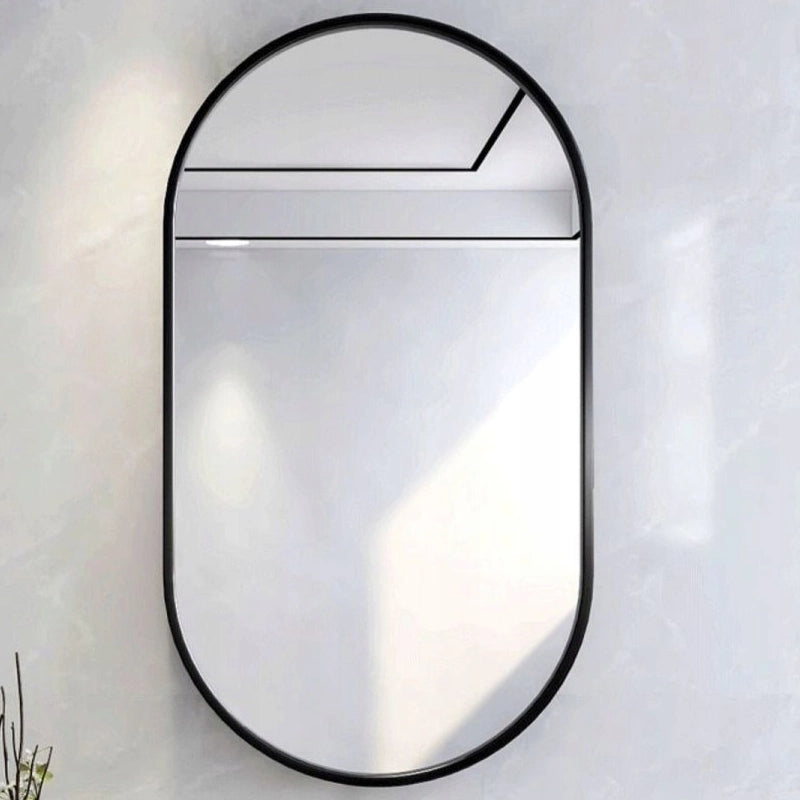 Grande specchio ovale da bagno, soggiorno, camera da letto, nero, industriale, 75x40 cm