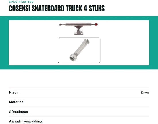 Componente di Sostegno Skateboard Leggero - 9.3x50mm - Incluso Kit di Viti - Sostegno Duraturo - Componenti Skateboard