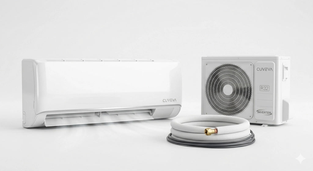 Clima CUVEVA CU12AIRE32 12000BTU A++/A+ R32. Bianco, Silent 22dB. Prof. 20,1cm.