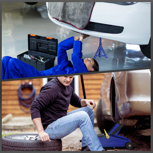 set cric sollevatore + 2 cavalletti max 2t altezza regolabile