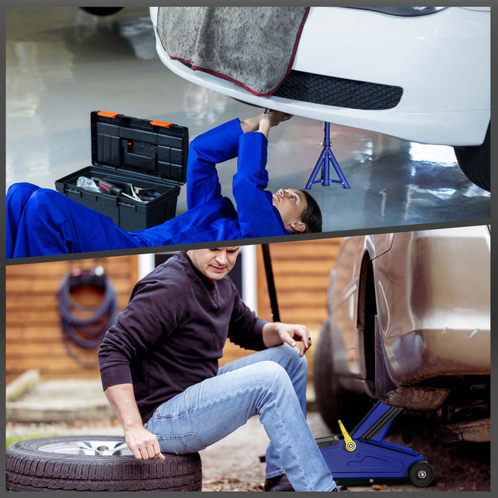 set cric sollevatore + 2 cavalletti max 2t altezza regolabile