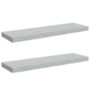 2 pz Scaffali a Parete | Ripiano a parete | Mensole a Parete Grigio Cemento 80x23,5x3,8 cm in MDF