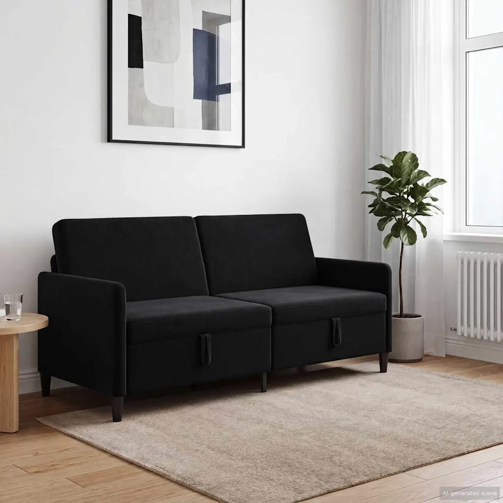 Divano con Storage Nero 192 x 78 x 87 cm Poliestere 42036995