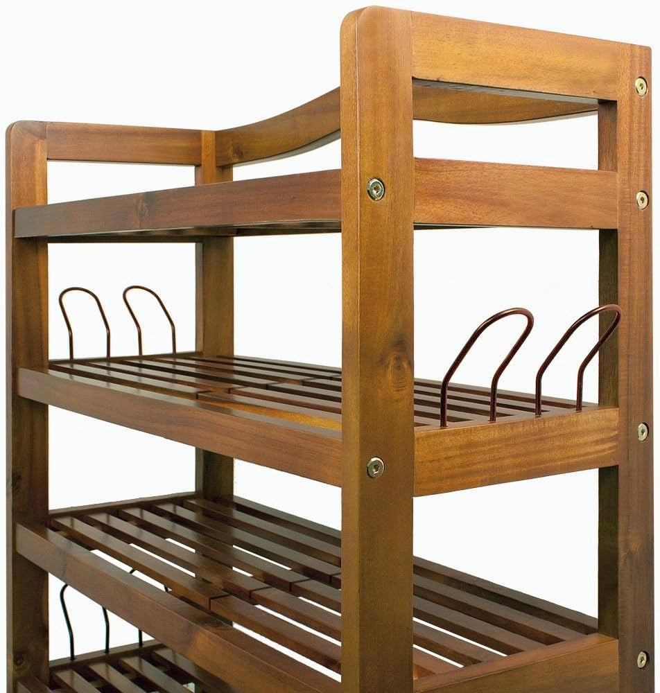 2x Scarpiera 5 Ripiani 95x26x82 cm Legno di Acacia 200kg Portascarpe Salvaspazio Ingresso