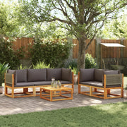 Set di divani da giardino 6 pezzi con cuscini in legno di acacia e rattan