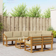 Set di divani da esterno con cuscino 9 pcs Naturale e Beige