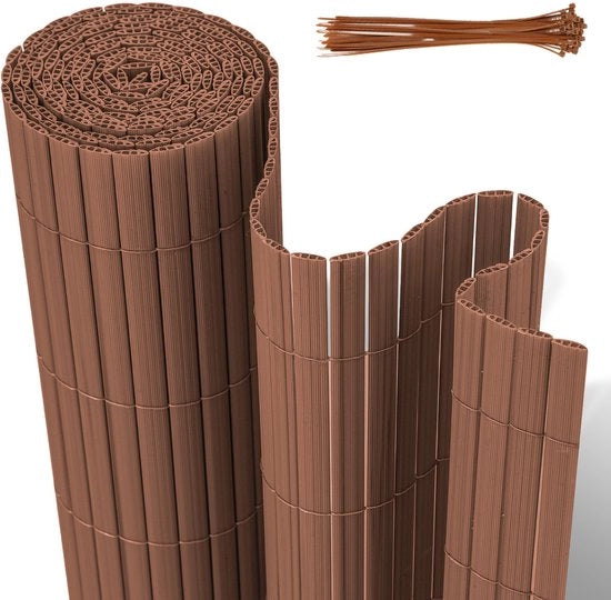 Schermo per giardino in PVC da 1,8x5m per privacy - separazione per giardino e schermo per balcone da 1,8x5m in colore miele
