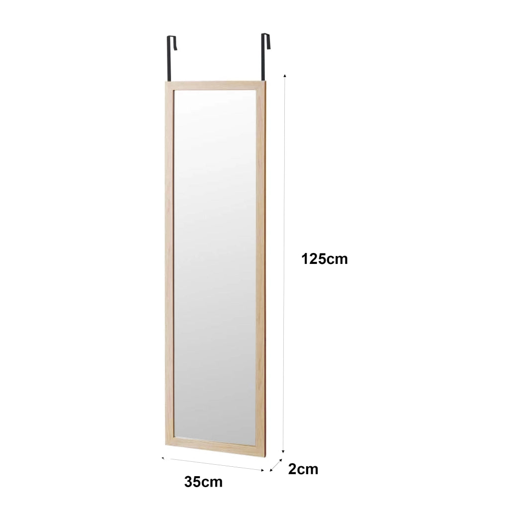 Specchio per porta beige 125x35 cm - Cornice in MDF, leggero e facile da appendere, stile nordico