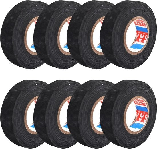 Telaio isolante - 8 pezzi neri - nastro per cavo - nastro autoadesivo per tessuti - autoadesivo - nastro elettrico - 19 mm x 15 m