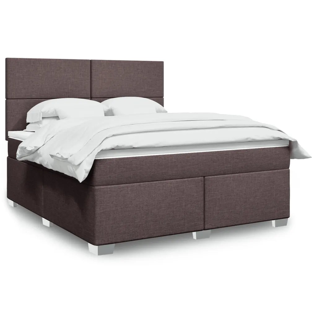 Giroletto a Molle con Materasso Marrone Scuro 180x200cm Tessuto