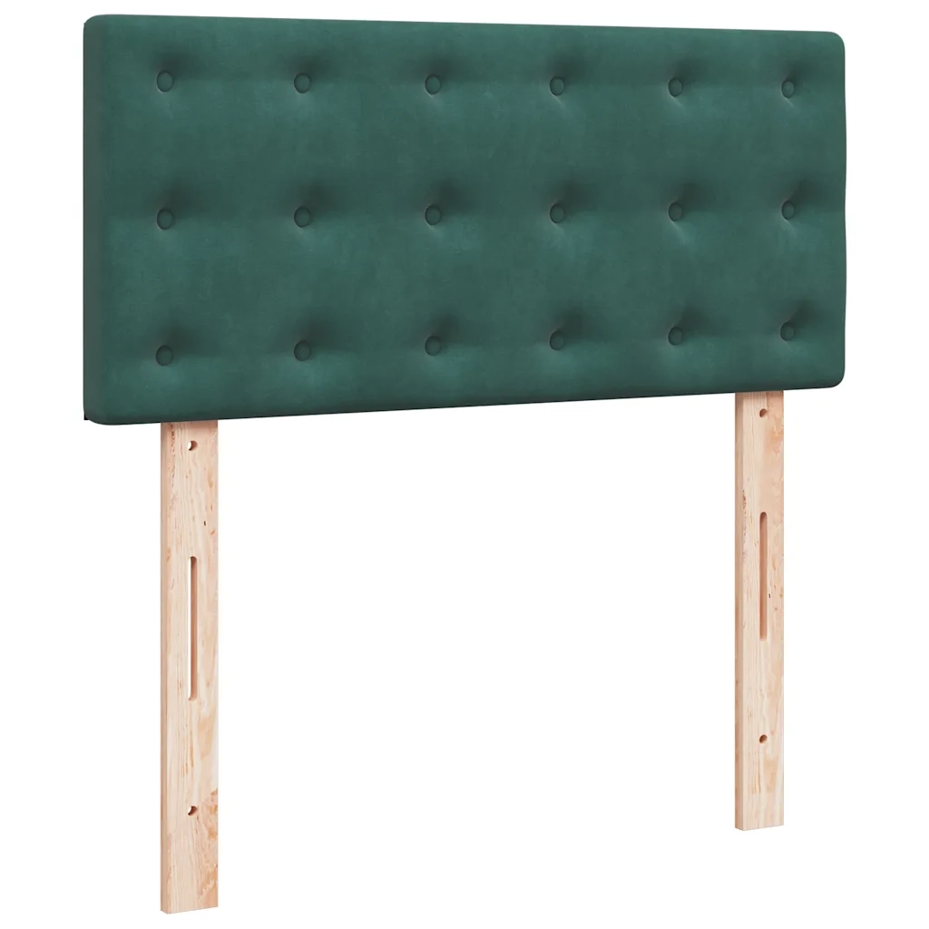 Pouf Letto con Materasso e LED Verde Scuro 90x200cm in Velluto