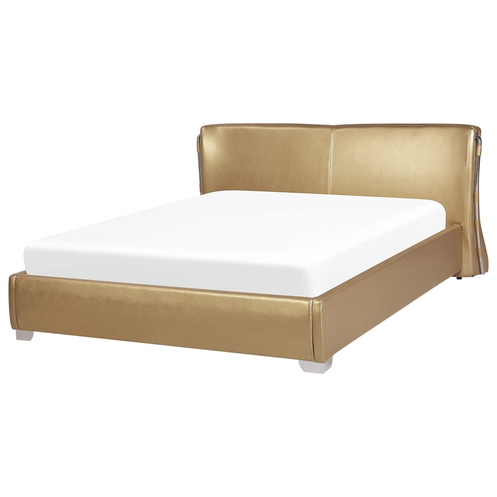 Letto Matrimoniale ad Acqua in Pelle dorato 160 x 200 cm stile contemporaneo moderno