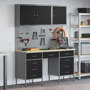 Mobile da lavoro 8 pcs Nero Legno ingegnerizzato e acciaio 3321458