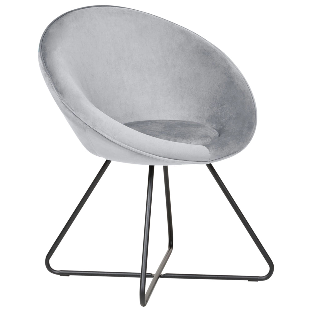 Sedia da salotto Grigio Chiaro Rivestimento in velluto Seduta rotonda Retro Minimalista