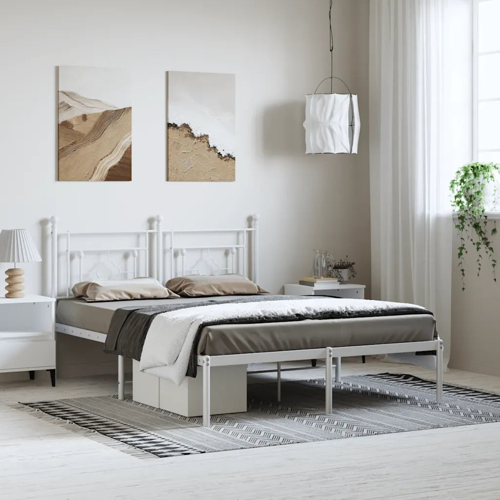 vidaXL Giroletto con Testiera Metallo Bianco 150x200 cm