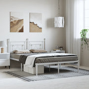 vidaXL Giroletto con Testiera Metallo Bianco 150x200 cm