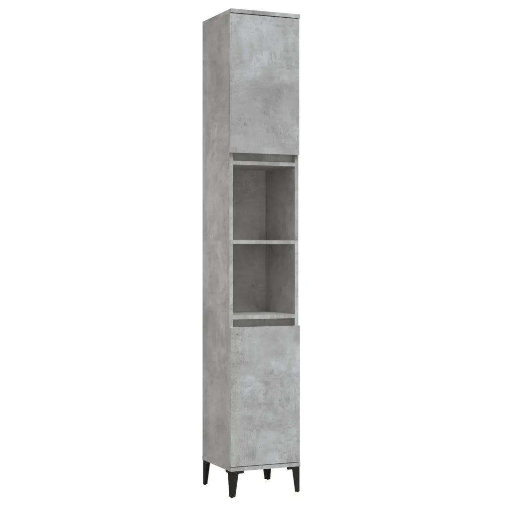 Armadietto Bagno | Armadio da bagno Grigio Cemento 30x30x190 cm Legno Multistrato