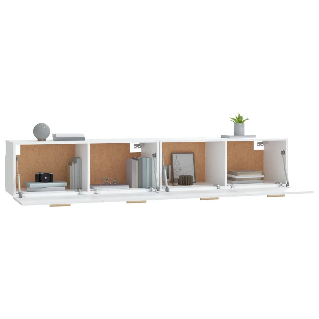 Armadietto a Muro | Mobili Parete 2 pz Bianco 100x36,5x35 cm in Legno Multistrato