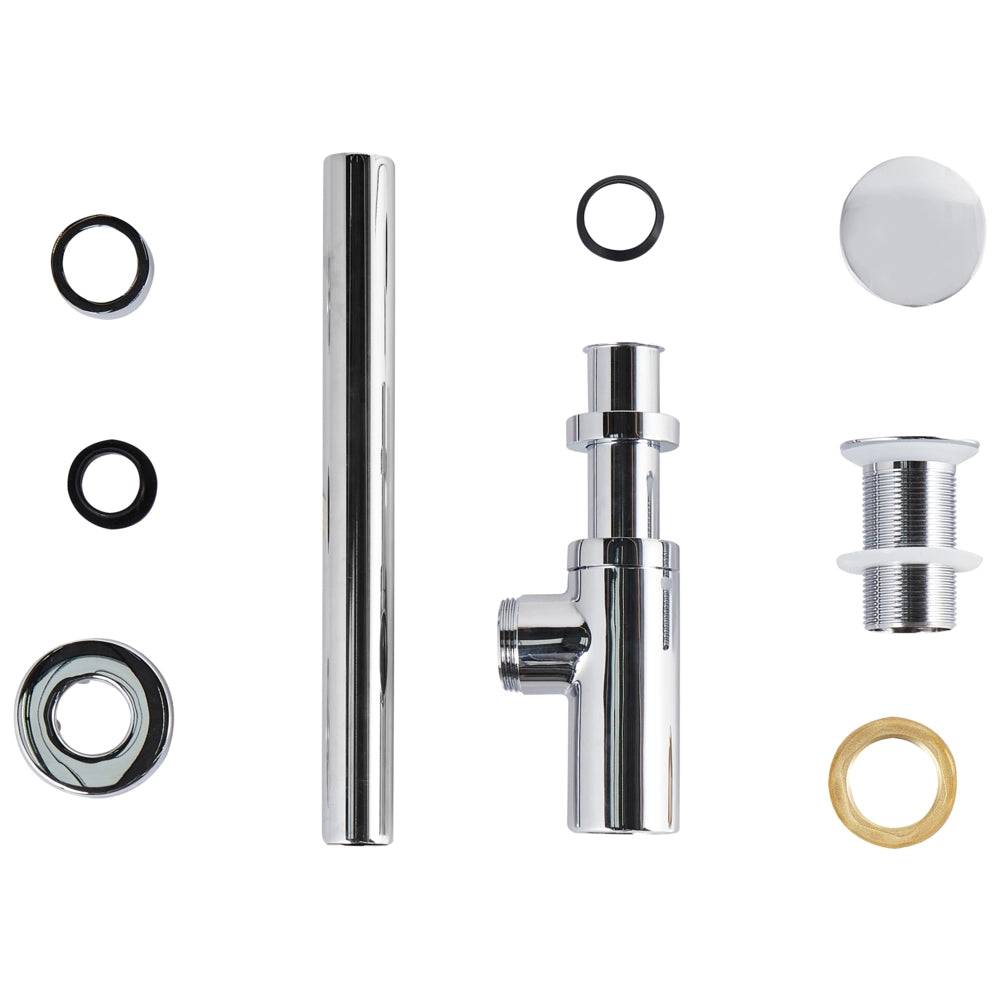 Sifone per lavabo con scarico click clack ottone e acciaio inox argento e acciaio inossidabile per lavabo da bagno