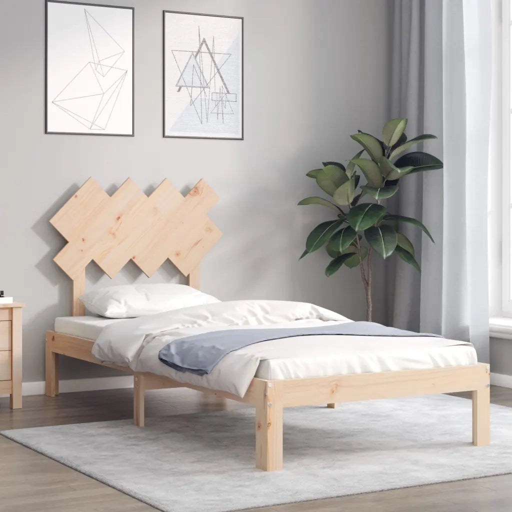 Letto singolo | Letto per adulti | Giroletto con Testiera Single in Legno Massello
