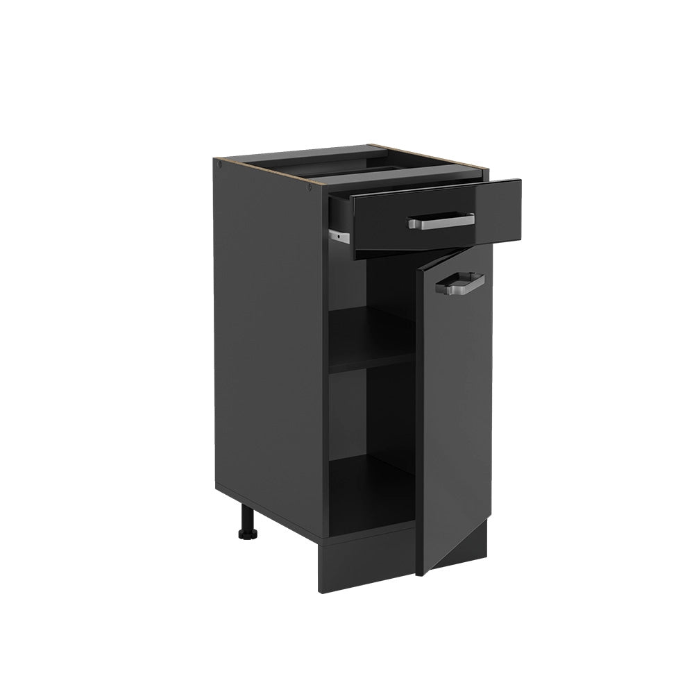 Vicco Mobiletto base per cucina Nero lucido 40 cm , PL Rovere